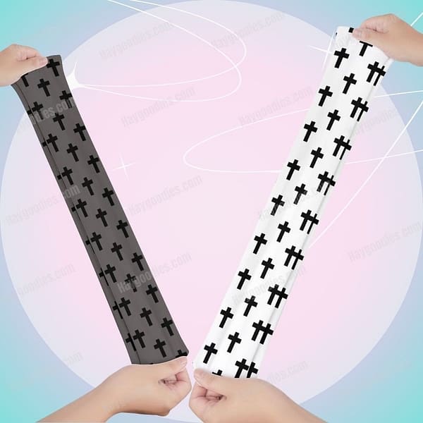 Crosses Trendy Long Over Knee Stockings-Black or White-2 Styles